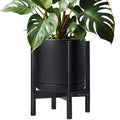 D'vine Dev Ceramic Pot with Ebony Wood Stand, 12 in, 55-B-H-2 | Mid-Century by DvineDevPlanterPotsandStand