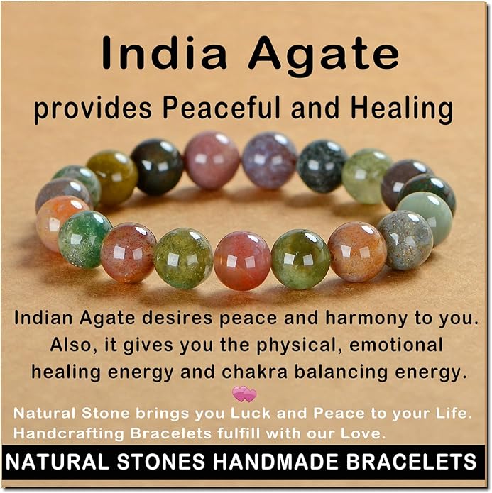 AD Beads Handmade Gemstone Stretch Elastic Bracelet Crystal Healing Reiki Nature's Beauty and Spiritual Essence Unisex