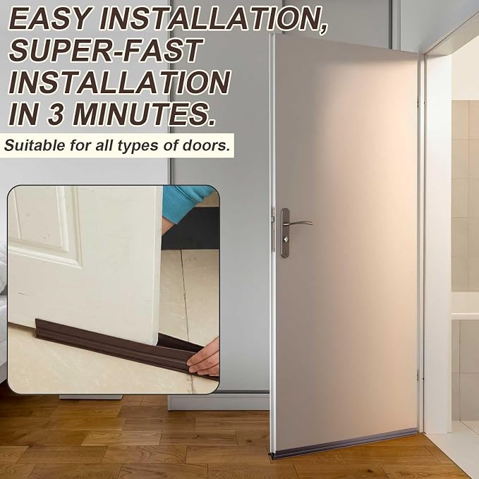 Yaocom 2 Strip 32" Vinyl U Shape Door Bottom Seal Slide on Door Sweep Brown | - Image 4