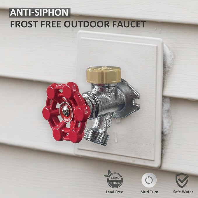 8 inch Anti-Siphon Frost Free Sillcock, No Lead Brass Frost Proof Outdoor - Image 2