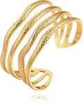 POTESSA 18K Gold Plated Cuff Bracelets Adjustable Dainty Bangle Handemade Jewelry for Women