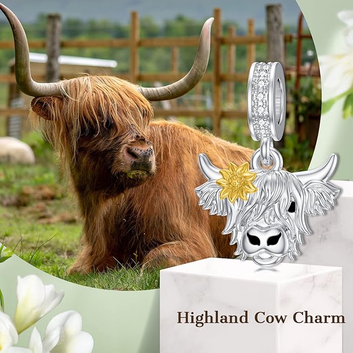 PROESS Sterling Silver/Red Panda/Cow/Highland Cow/Otter/Squirrel/Elephant/Axolotl/Cat/Fox/Bee/Butterfly/Hummingbird/Tiger/Lion/Mokeny/Koala/Dog Charm Animal Charms Bead for Jewelry Making