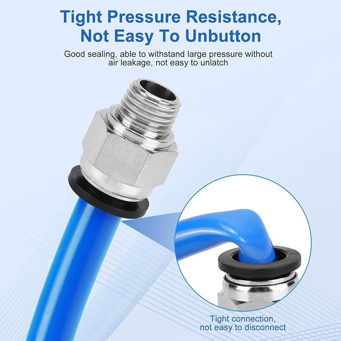 CNAODUN 12 Pcs Push to Connect Fittings 1/2 Inch Tube OD x 1/4 Inch NPT Thread - Image 4