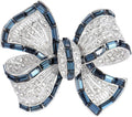 YeapYeap Bow Brooches for Women Girl - Austrian Rhinestone Scarf Pin for Ladies Wedding Bouquet Broach for Birthday, Christmas, Anniversary（Silver）