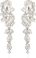 Rhinestone Statement Dangle Earrings Sparkly Crystal Bridal Wedding Earrings for Brides Bridesmaides Chandelier Teardrop Earrings for Women Prom Party