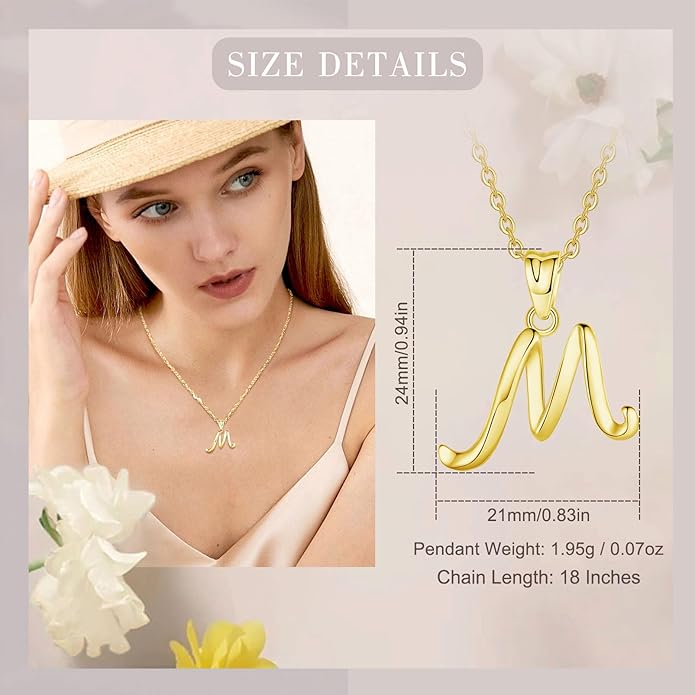 EUDORA Sterling Silver Initial Necklaces for Women, Classic 26 Letter Neckless Gifts for Girls, Sister, Mother Daughter, 18 inch Chain
