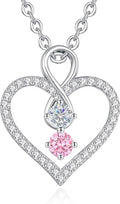 LOUISA SECRET Infinity Double Birthstone Necklace, 925 Sterling Silver Tiny Pendant Heart Necklace for Women Wife Her, Best Jewelry Gift Heart Jewelry Meaningful Gift for Valentine's Day, Christmas, Birthday Anniversary