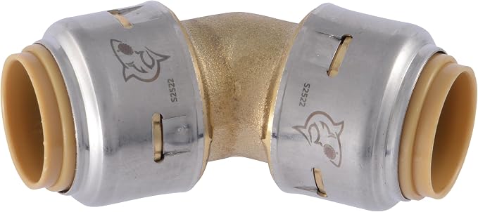 SharkBite Max 1/2 Inch 45 Degree Elbow, Push to Connect Brass Plumbing Fitting by SharkBite