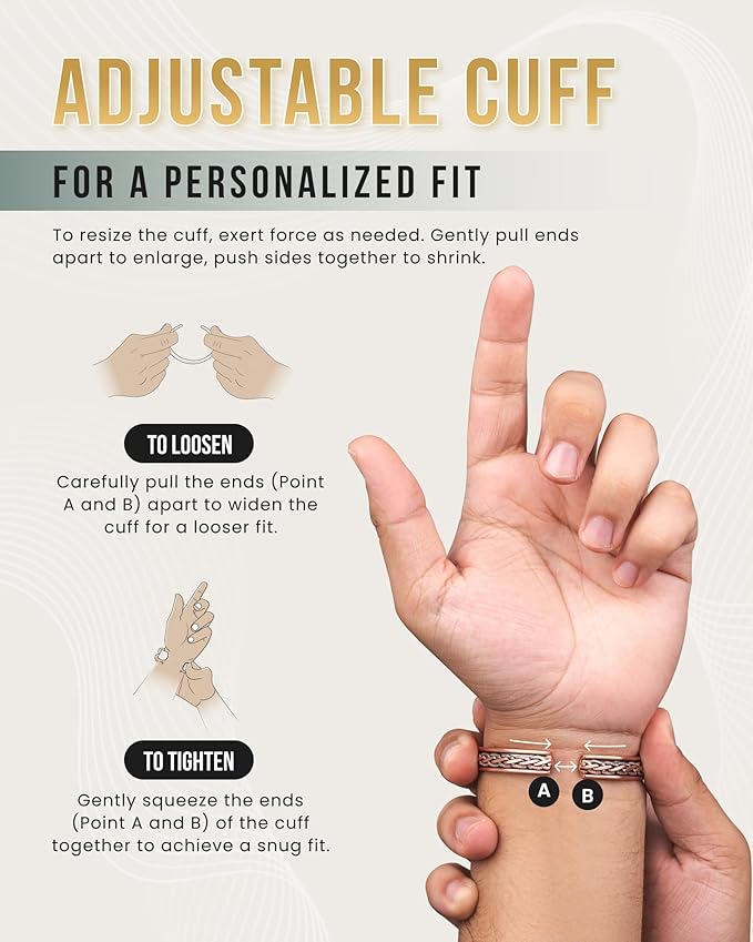 MagnetRX® Copper Magnetic Bracelets – Effective Pure Copper Bracelet for Men and Women – Copper Cuff Adjustable Magnetic Bracelet Bangles (Woven Inlay)