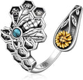 Spoon Rings for Women 925 Sterling Silver Sunflower Adjustable Thumb Spoon Rings Celtic Knot Promise Engagement Statement Boho Vintage Finger Open Antique Rings Jewelry