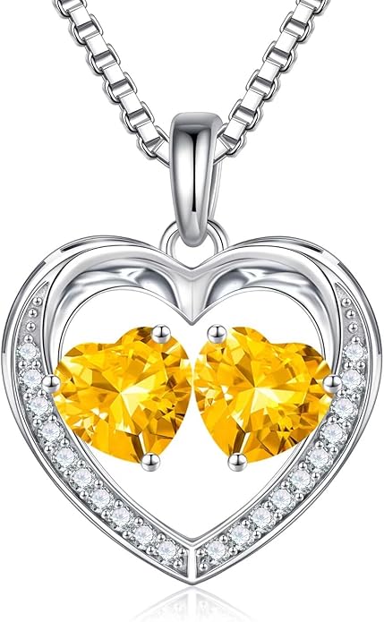Iefil Valentines Day Gifts for Her - 925 Sterling Silver Heart Birthstone Necklace, Anniversary Birthday Gifts for Women Wife Girlfriend Mom Her