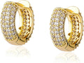 Solid Gold over S925 Sterling Silver 4-Row Moissanite Cuff Earrings, Seamless Huggie Design, Trendy Gift for Fashion-Forward Friends