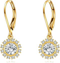 DOVRAN 10K 14K Solid Gold Leverback Earrings for Women Real Yellow Gold Filigree Dangle Earrings Trendy Jewelry Birthday Christmas Gifts for Wife Mom