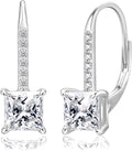 KRKC Moissanite Earrings, 1.0ct-2.0ct D Color Lab Created Diamond Earring, 14k White Gold Plated Sterling Silver Dangle Earrings S925 Leverback Drop Earring for Women Hypoallergenic Jewelry for Gifts