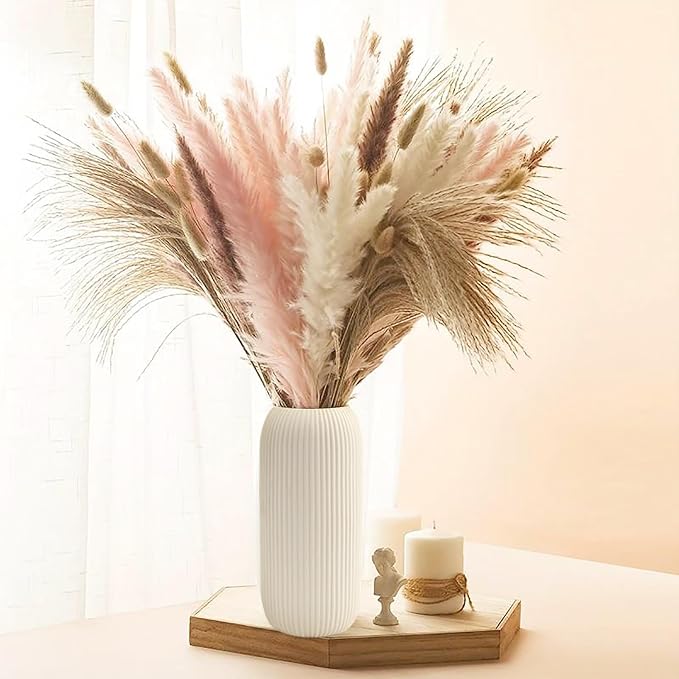 Ceramic Vase for Flowers – Modern Small Ribbed Textured Flower Vase for Home - Image 6