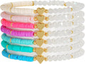Heishi Beaded Stretch Bracelets for Women Stackable Polymer Clay Beads Bracelets Friendship Boho Summer Beach Bracelet Jewelry Set