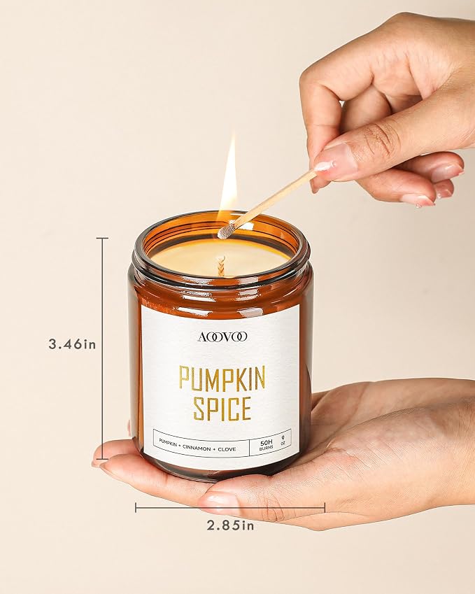 AOOVOO Pumpkin Spice Candles - 9 oz Scented Candles - Image 6