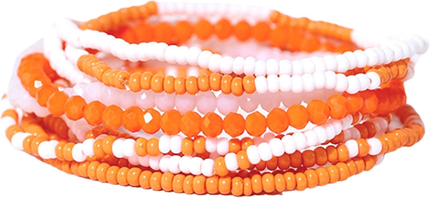 INK + ALLOY Game Day Bracelet Stacks, Beaded Bracelets for Football Gameday Outfits, Handmade Jewelry for College Students, Teachers, Football Moms, Set of 10
