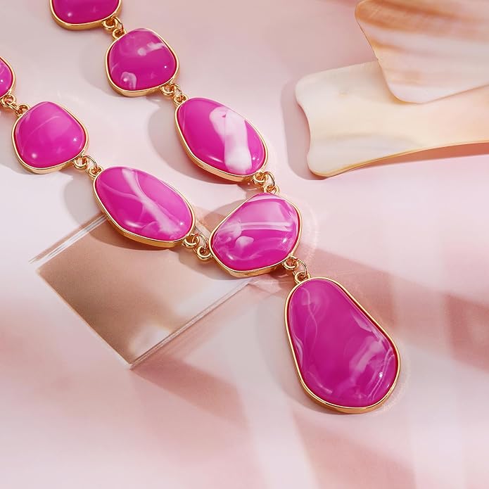 Bocar Bubble Chunky Necklace Alloy Necklace Resin Statement Pendant Necklace for Women