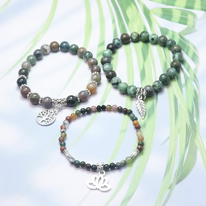 UEUC Tree of Life Yoga Healing Stone Bracelets,Multilayer Lotus Chakra Stone Reiki Bracelet Sets,Anxiety Crystal Natural Stone,for Women Stress Relief