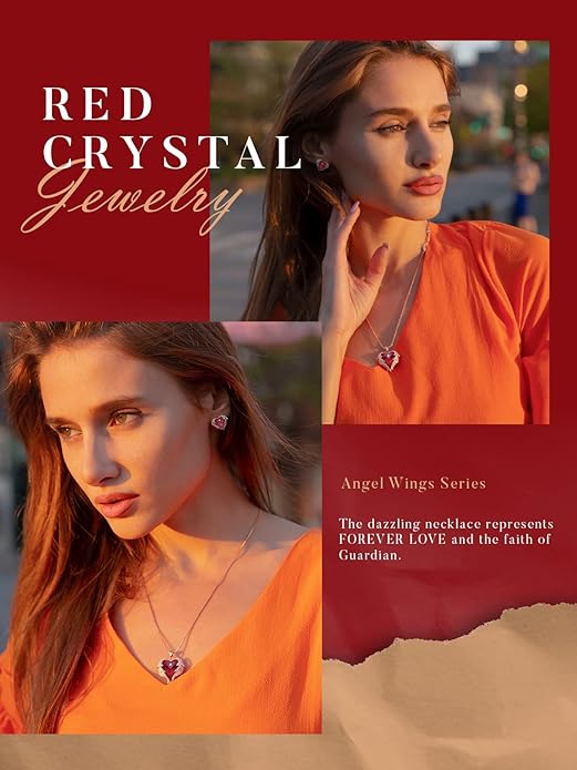 CDE Valentines Day Gifts for Women Angel Wings Necklace for Women with Birthstone, Love Heart Silver Tone/Gold Tone Pendant, Ideal Anniversary or Birthday Jewelry Gifts for Wife Girlfriend Her