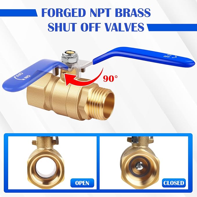 1inch Full Flow Forged Brass Ball Valve, 150 PSI WSP / 600 PSI WOG Pipe - Image 3
