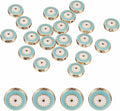 MECCANIXITY 20 Pcs Flat Round Evil Eye Beads Colorful Flat Loose Spacer Evil Eye Charms for DIY Bracelet Earrings Necklace Crafts Jewelry Making, Sky Blue