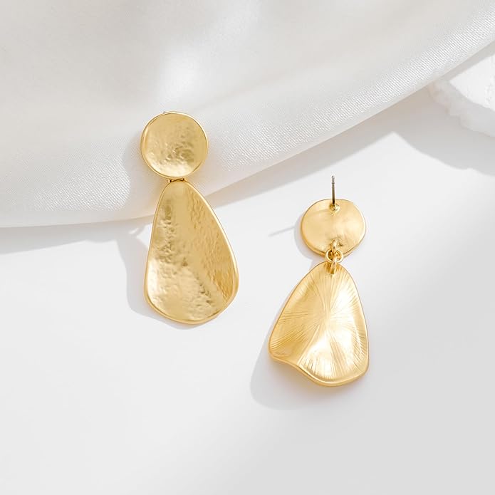 YUJIE Gold Plated Earrings for Women Geometric Chunky Dangle Earring Trendy Silvery Two-Tone Statement Jewelry