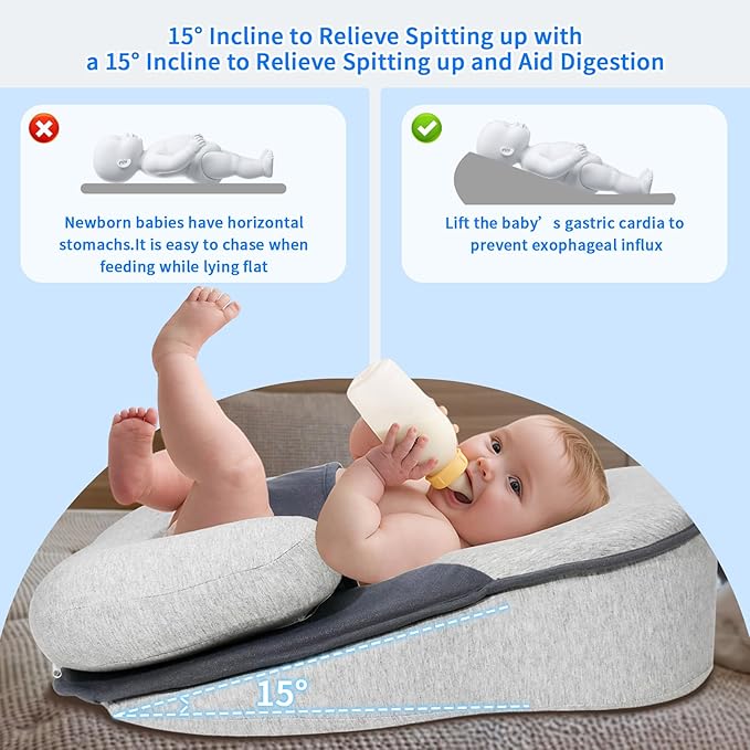 2025 Upgraded Removable Rest Nest Baby Bed Acid Reflux with Strap,Keesley Rest Nest Baby Pillow for Comfortable & Feeding Support