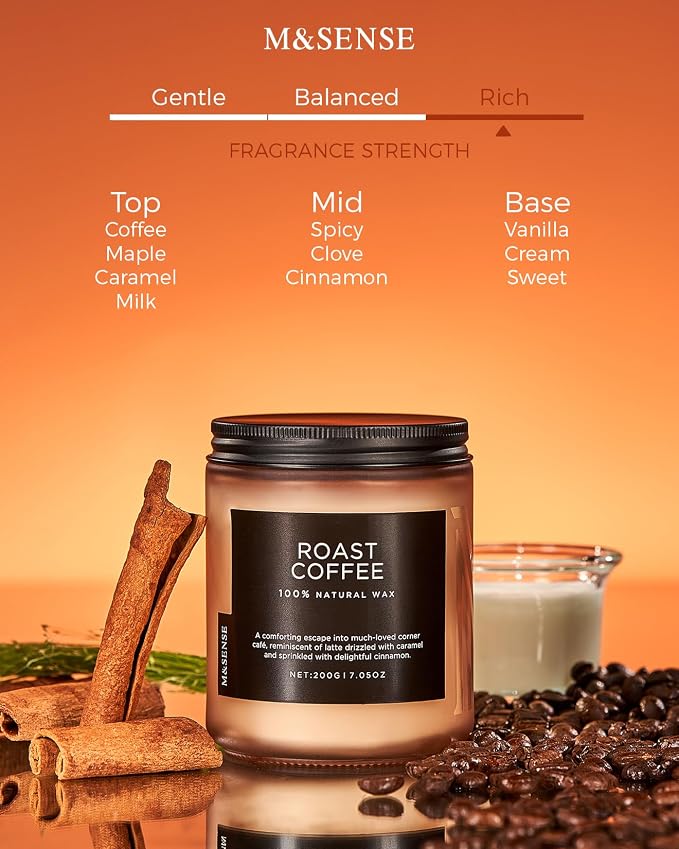 M&SENSE Coffee Home Scented Candles, 7.05oz Natural Soy Wax, Non Toxic | 50 - Image 2
