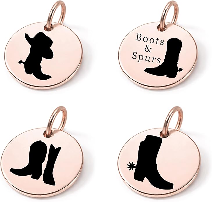 SM Design Western Charm Set of 4 – Stainless Steel Western Charms for Bracelets & Necklaces – Cowgirl, Ranch & Country Style Jewelry Charms – Western Gift for Women & Moms