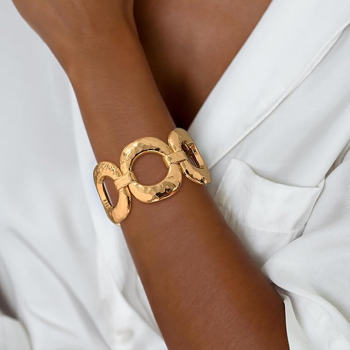 Chunky Gold Bangles Bracelet for Women Trendy Statement Bracelet Dainty Charm Gold Valentine's Day Gift Jewelry for Her
