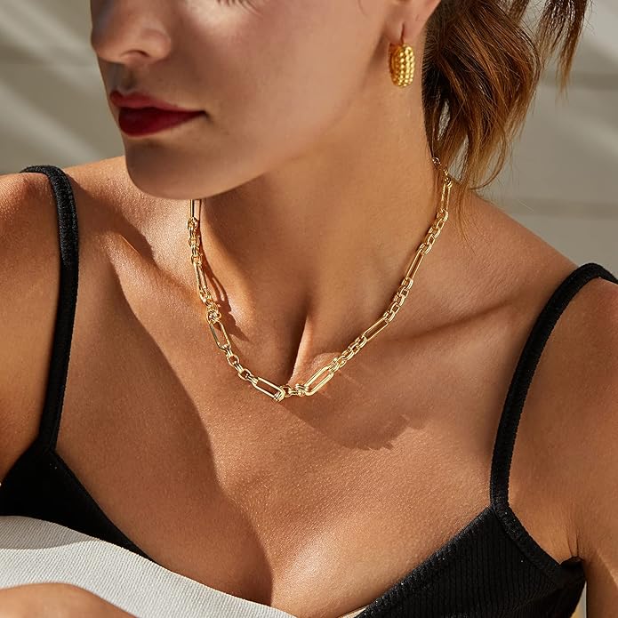 Dainty Layered Choker Necklace 18k gold Plated Y Pendant Commemorative coin Necklace Multilayer Bar Disc Necklace Adjustable Layering Choker Necklaces fashion jewelry for Women Girls