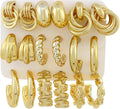 9 Pairs Chunky Gold Earrings Set for Women Trendy Lightweight Gold Plated Hoop Earrings Hypoallergenic Jewelry