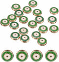 MECCANIXITY 20 Pcs Flat Round Evil Eye Beads Colorful Flat Loose Spacer Evil Eye Charms for DIY Bracelet Earrings Necklace Crafts Jewelry Making, Green