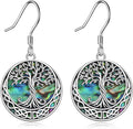 Tree of Life Earrings Sterling Silver Celtic Tree of Life Abalone Shell Dangle Drop Earrings for Women Jewelry