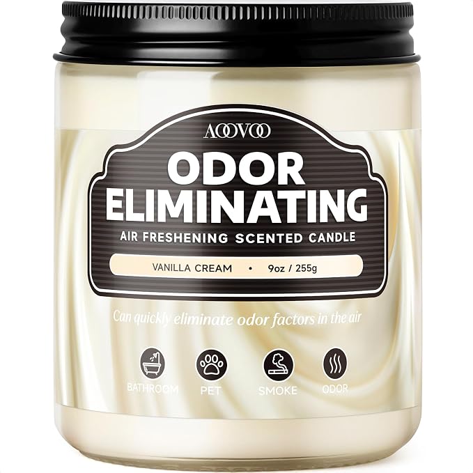 AOOVOO Vanilla Cream Odor Eliminating Candle - 9 oz Soy Candles by AOOVOO