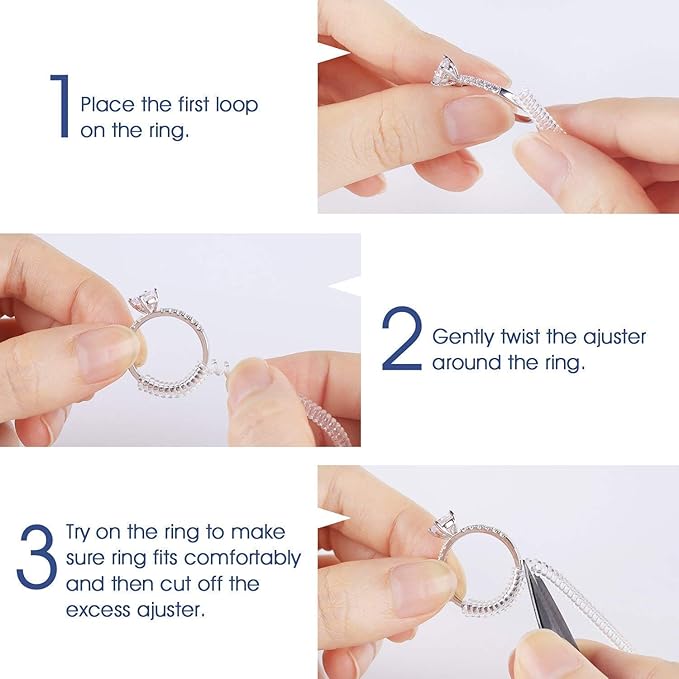 Ring Sizers for Loose Rings, Invisible Size Adjuster Silicone, Guards Spacer Tightener Resizer Fitter for Women Men, Make Smaller Without Resizing Thick Band (Transparent)