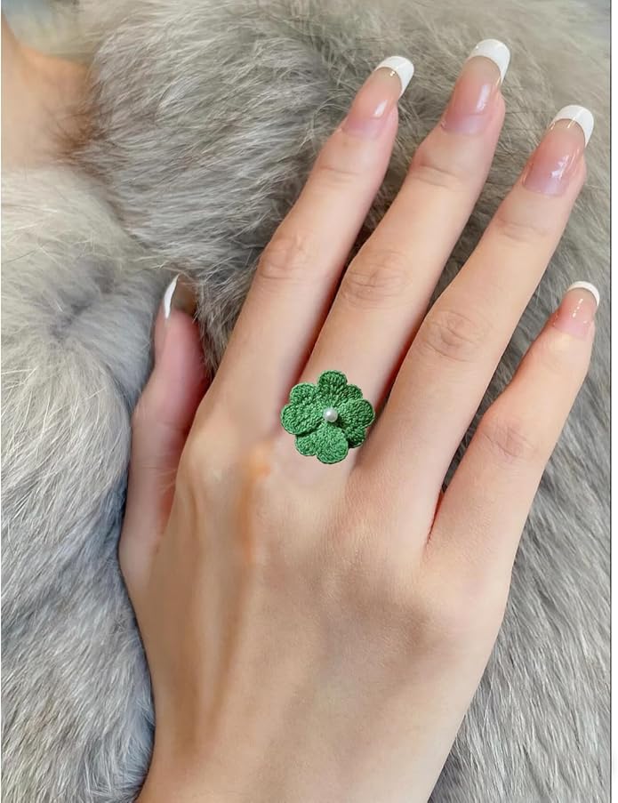 Wedding Band Promise Ring for Her Crochet Statement Cute Ring Size Adjustable Sturdy Unique Ring for Birthday Gift Valentine’s Day Gift