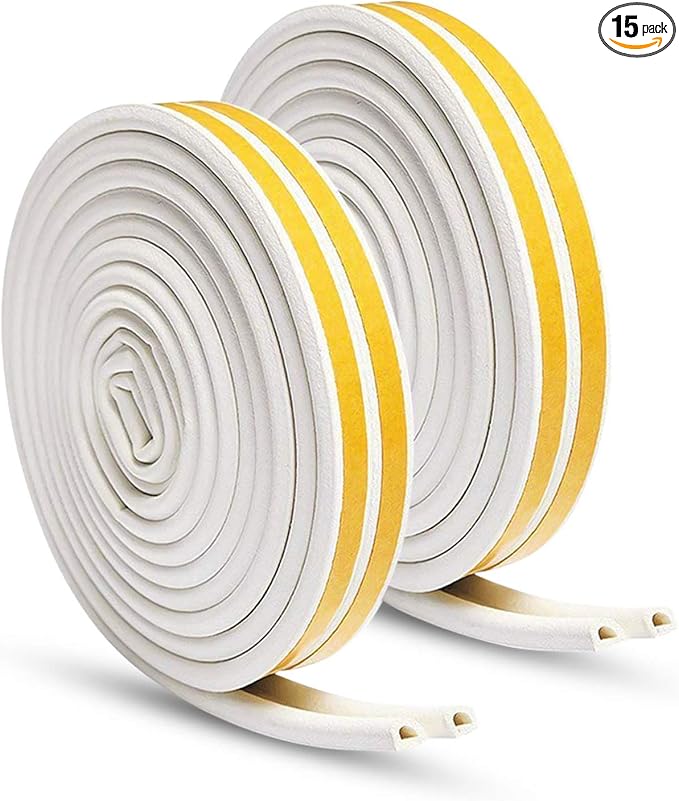 2-Pack Weather Seal Strips for Doors/Windows, 66ft | Thick 0.36"x0.3" fills by KELIIYO