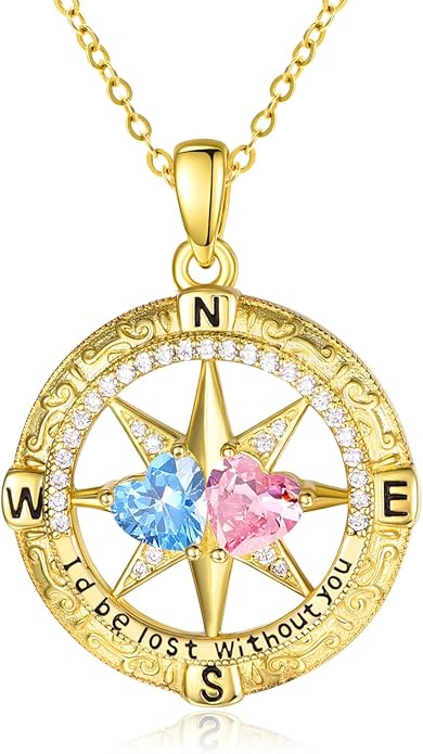 Valentine's Day Gifts for Wife 925 Sterling Silver Double Birthstone Pendant Necklaces I Love You for Always and Forever Necklace Anniversary Birthday Gifts for Wife Girlfriend Mom Her