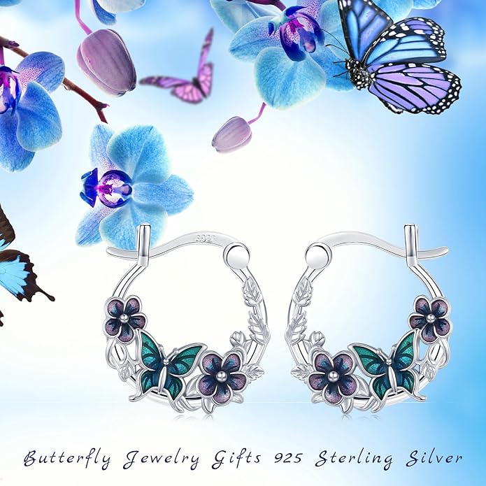 JUSTKIDSTOY Hypoallergenic Panda/Unicorn/Hummingbird/Dolphin Hoop Earrings for Women 925 Sterling Silver Animal Huggie Hoop Earrings Jewelry Gifts for Sensitive Ears