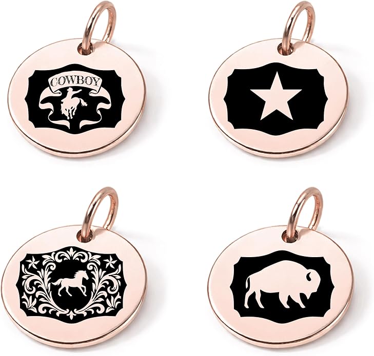 SM Design Western Charm Set of 4 – Stainless Steel Western Charms for Bracelets & Necklaces – Cowgirl, Ranch & Country Style Jewelry Charms – Western Gift for Women & Moms