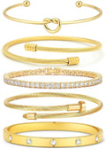 18 K Gold Plated Love Bangle Bracelet Stack Cuff Jewelry for Women Jewelry Set for Women Gift with Box