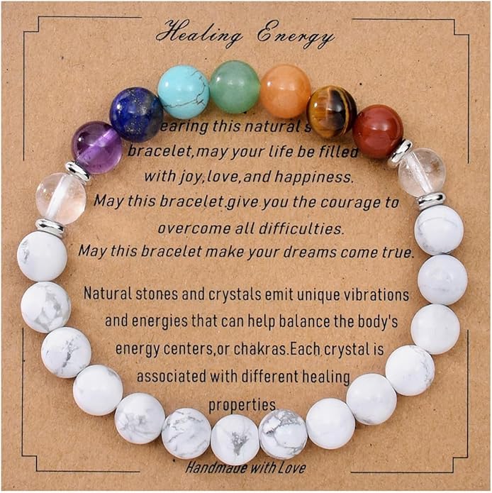 Strong Healing Crystal Bracelet 8MM Genuine Stone Bracelet Lucky Beaded Bracelet Chakra Bracelet 6.5 inch Positive Energy Inspirational Gifts for Women Mom