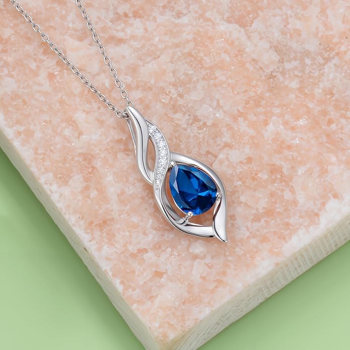 Birthstone Necklace for Women Infinity Necklaces 925 Sterling Silver Teardrop Love Birthday Jewelry Valentines Day Birthday Gifts for Her Mom Wife Girlfriend