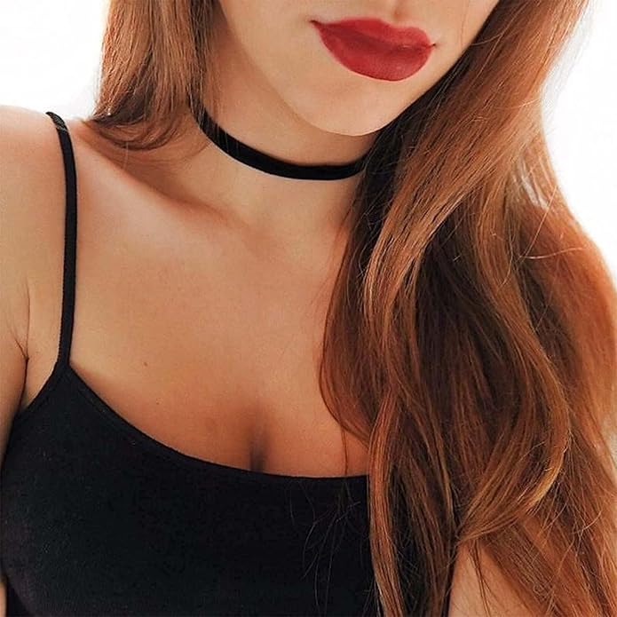 Fesciory Black Necklaces for Women, Adjustable Layered Velvet Leather Lace Collar Necklace, Goth Jewelry Gifts.