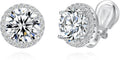 YOQUCOL 10MM Cubic Zirconia Crystal Clip On Stud Earrings Round Non Pierced Earrings for Women