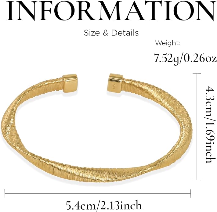 Cuffs Bracelet for Women Minimalist Gold Coil Craft Cuff Bracelet Italian Coil Craft Handmade Jewelry Christama Birtherday Gift