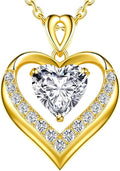 Beam & Bask 2-3 Ct Moissanite Double Heart Pendant Necklaces for Wife, 18K Gold Plated S925 Silver Jewelry for Women Girlfriend Mom Her on Anniversary Birthday